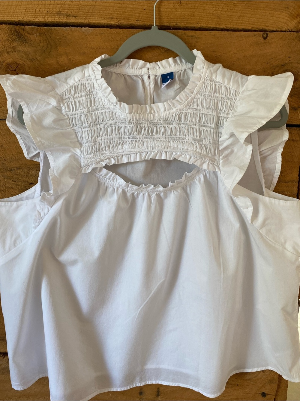 Old Navy White Ruffle Yoke Sleeveless Tunic